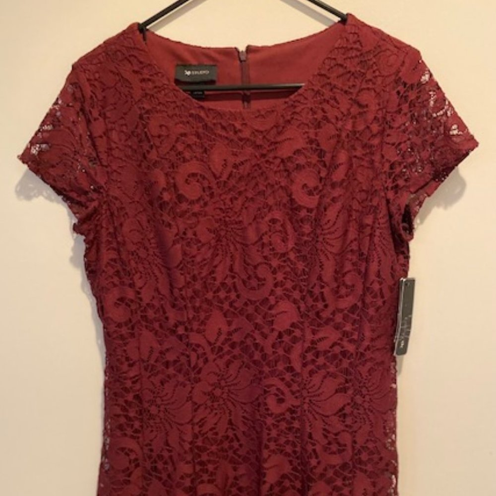 Sweet lace burgundy dress